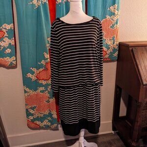 White House Black Market Black and White Striped Dress